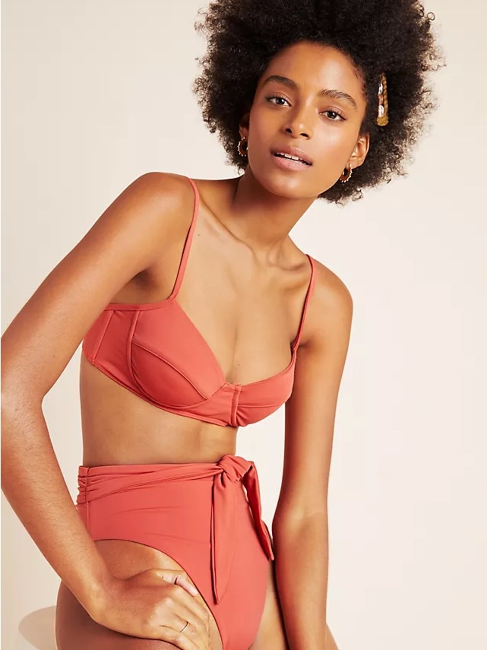 NWT Mara Hoffman Lua Riad Bikini Top Medium Red Orange Bustier